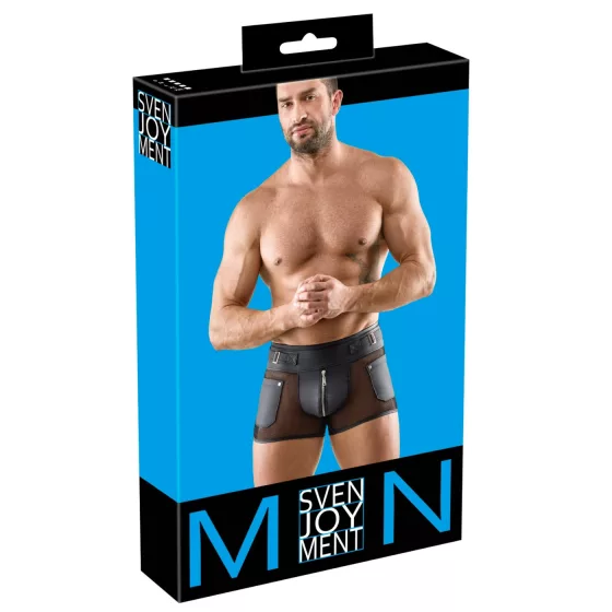 Svenjoyment - pánské spodní prádlo s síťovanými vsadkami a kapsami (černé) - M