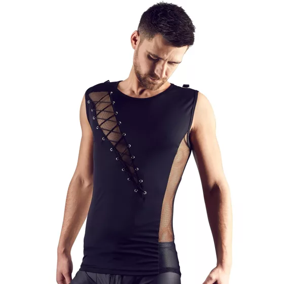 Svenjoyment - jednostranně šněrovací pánský top (černý) - M