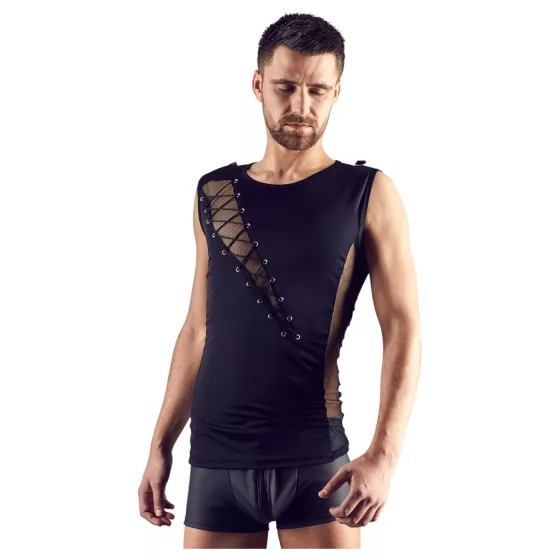 Svenjoyment - jednostranně šněrovací pánský top (černý) - M