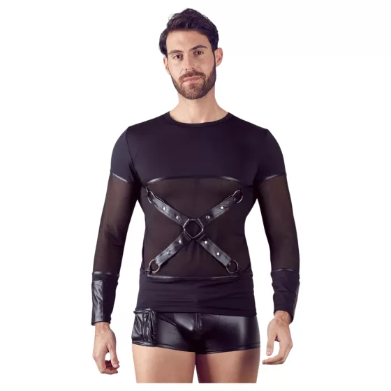 NEK - Dlouhý rukáv s křížovými páskami pro muže (černá) - M