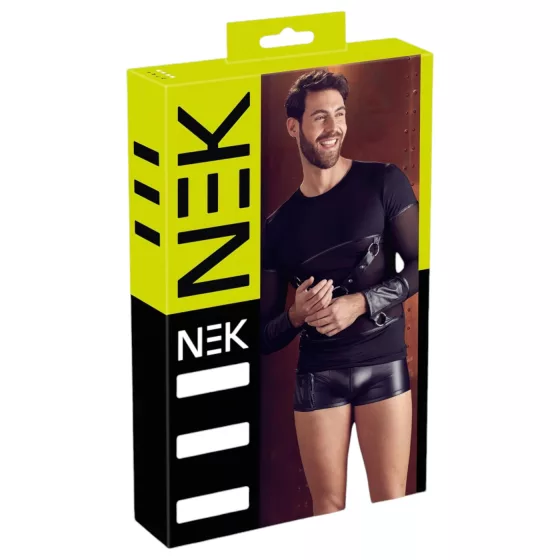 NEK - Dlouhý rukáv s křížovými páskami pro muže (černá) - L