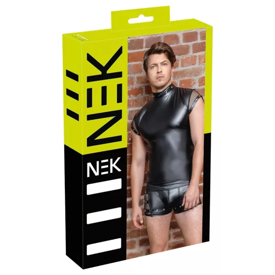 NEK - pánovaný, síťový vložený pánský top (černý) - M