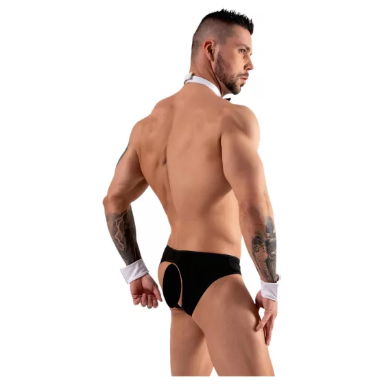 Svenjoyment - pánské tanga kostým číšník - černobílá sada - M