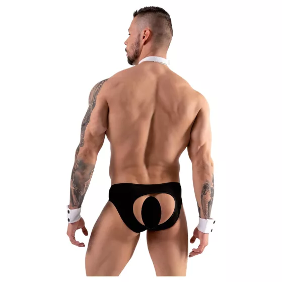 Svenjoyment - pánské tanga kostým číšník - černobílá sada - XL