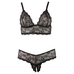 Cottelli Plus Size - krajková podprsenka set (černý)