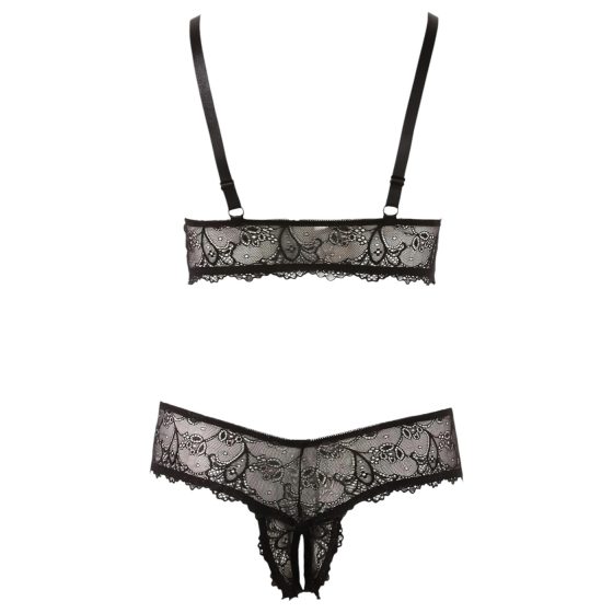 Cottelli Plus Size - krajková podprsenka set (černý)