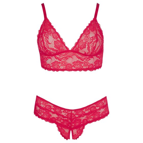 Cottelli Plus Size - jemná krajková souprava podprsenky (červená)