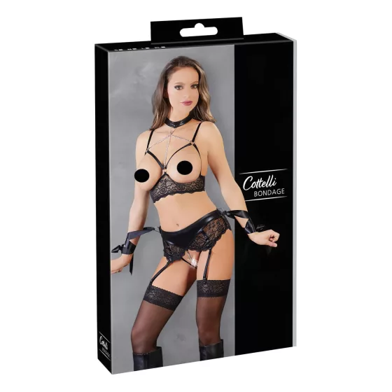 Cottelli Bondage - sada krajkového prádla - 5 dílů - L