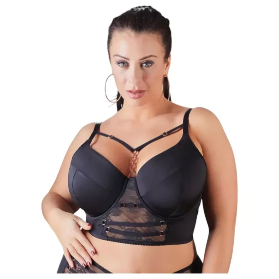 / Cottelli Plus Size - krajková podprsenka s pásky (černá) - 85E