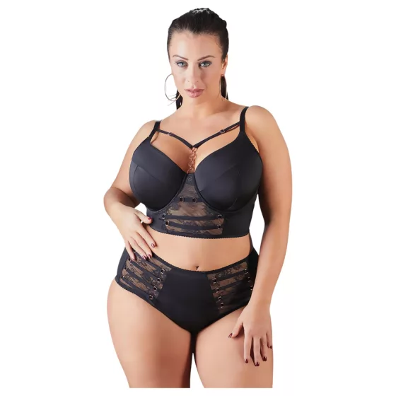 / Cottelli Plus Size - krajková podprsenka s pásky (černá) - 95F