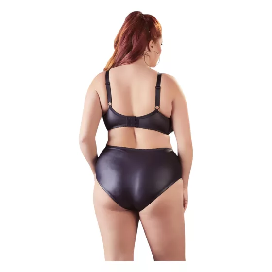 / Cottelli Plus Size - křížově páskovaná podprsenka a kalhotky (černé)