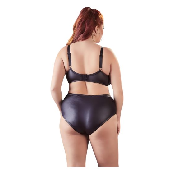 / Cottelli Plus Size - křížově páskovaná podprsenka a kalhotky (černé)