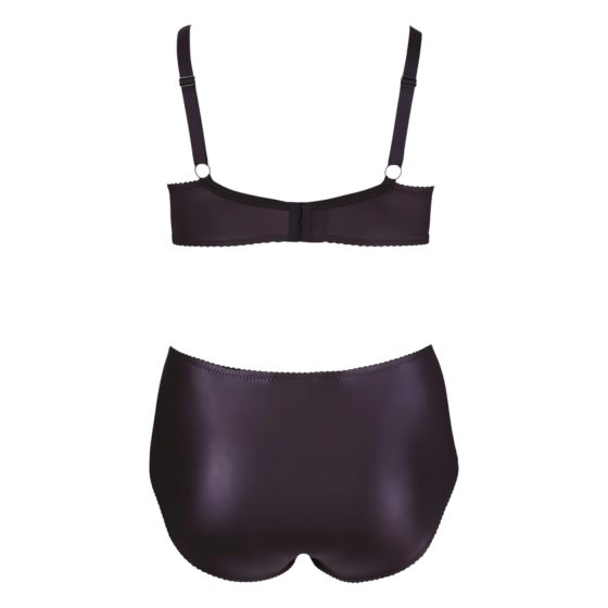 / Cottelli Plus Size - křížově páskovaná podprsenka a kalhotky (černé)