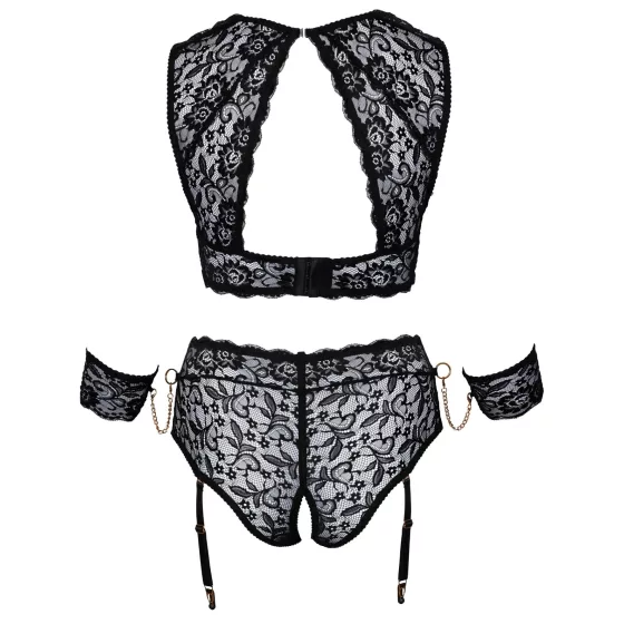 Cottelli Bondage Plus Size - krajková podprsenka sada (černá) - 4XL