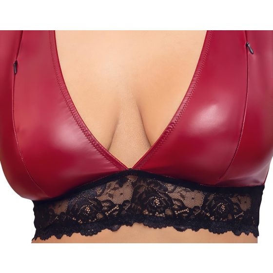 Cottelli Bondage Plus Size - krajková podprsenka set (červený)