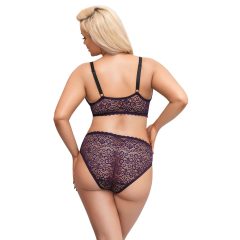   Cottelli Plus Size – Průhledná vzorovaná souprava podprsenky (fialová)