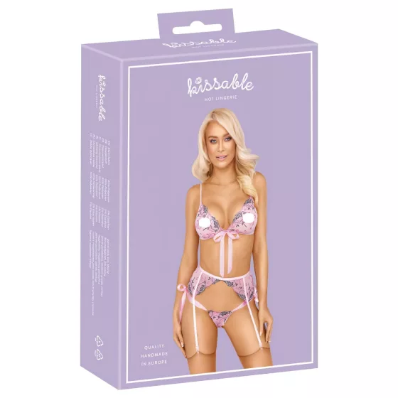 Kissable - dámské prádlo set - květinová výšivka - růžová
