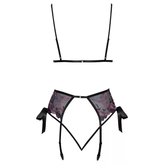 Kissable - růžovo-fialová výšivková podprsenka set (černý) - L/XL