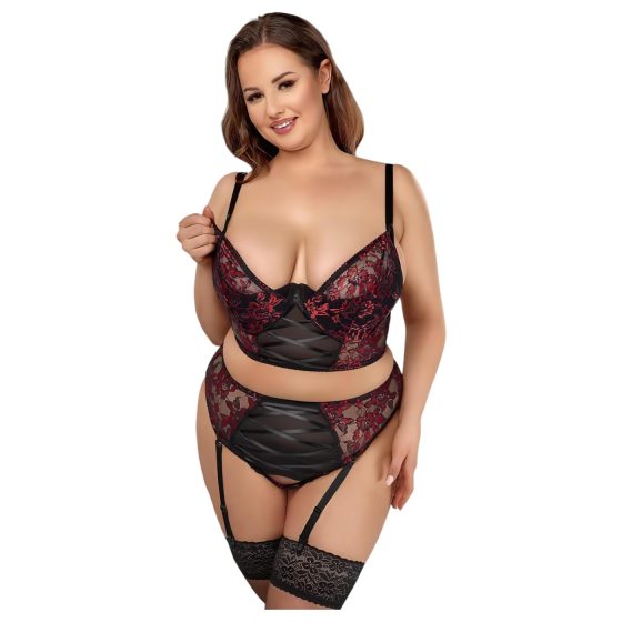 Cottelli Plus Size – souprava podprsenky (červená)