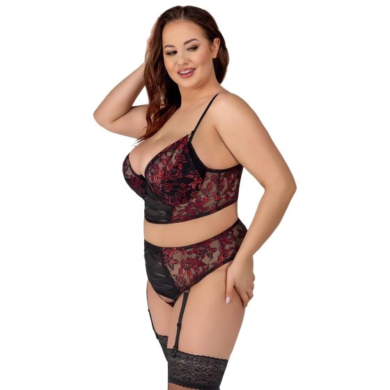 Cottelli Plus Size – souprava podprsenky (červená)