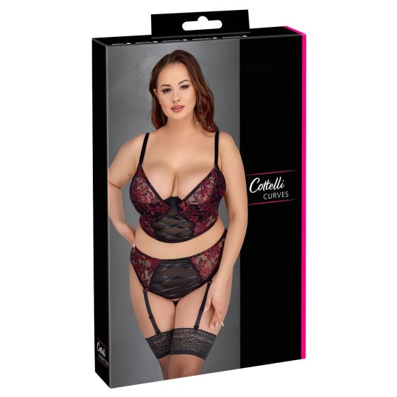 Cottelli Plus Size – souprava podprsenky (červená)