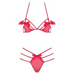Obsessive - erotická sada prádla s mašlí - červená