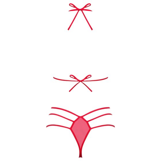 Obsessive - erotická sada prádla s mašlí - červená