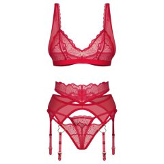   Obsessive Cupid Desir - krajkový spodní prádlo set (červený)