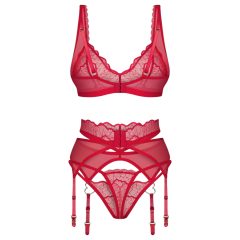   Obsessive Cupid Desir - krajkový spodní prádlo set (červený)