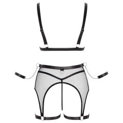   Cottelli Bondage - průsvitný síťovaný set s řetízky (černý)