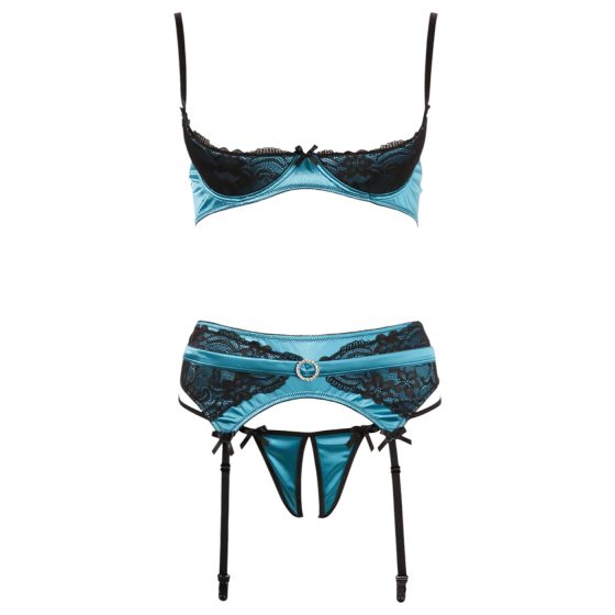 Cottelli - Jade - exkluzivní zvedací podprsenkový set (zelený)