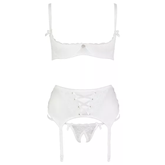 Cottelli - podprsenkový set s krajkou a šněrováním - bílý - 80B/M