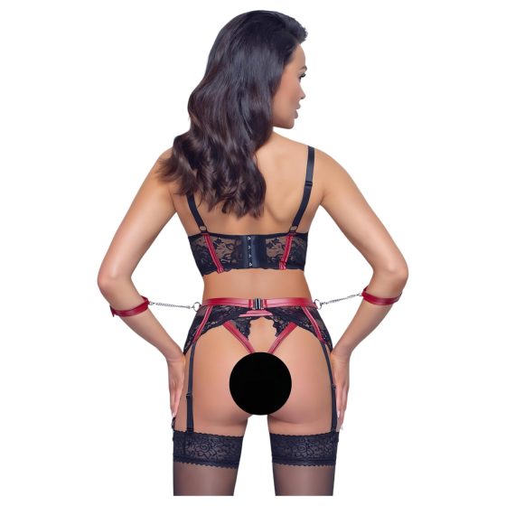 Cottelli Bondage - podprsenka s krajkou - matná červená souprava