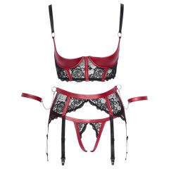   Cottelli Bondage - Matná krajková sada s podprsenkou (červená)