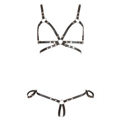 Cottelli Bondage - bikiny z lesklých popruhů (černé)