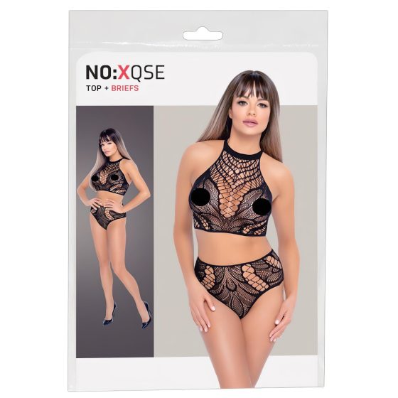 NO:XQSE - Dvoudílné síťované šaty - černé (S-L)