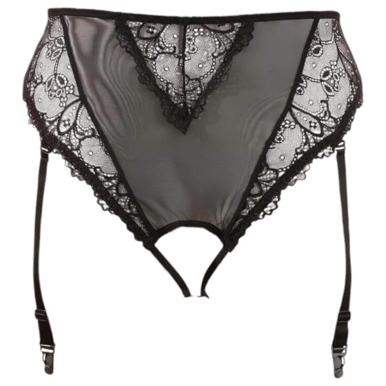 Cottelli Plus Size - krajková podvazková spodní prádlo (černá)
