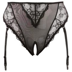   Cottelli Plus Size - krajková podvazková spodní prádlo (černá)