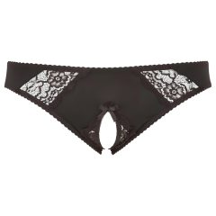   Cottelli Plus Size – Krajkové, otevřené kalhotky (černé)