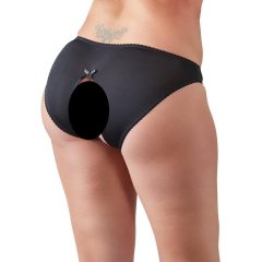  Cottelli Plus Size - Krajkované, otevřené kalhotky (černé)