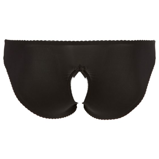 Cottelli Plus Size - krajkové, otevřené kalhotky (černé) - 2XL