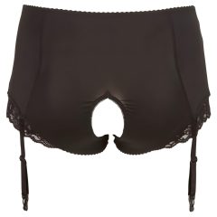   Cottelli Plus Size - otevřené kalhotky s podvazky (černé)