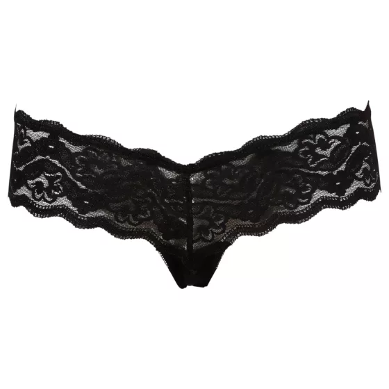 Cottelli - krajkové tanga s perlami - černá - XL