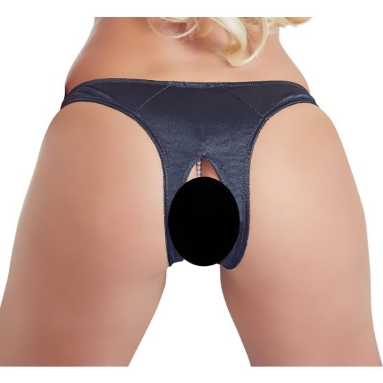 Cottelli - dámské kalhotky s otevřeným rozkrokem a perlami - černé - L