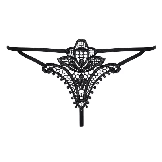 Obsessive - dámské tanga - tulipánový vzor - černé - L/XL