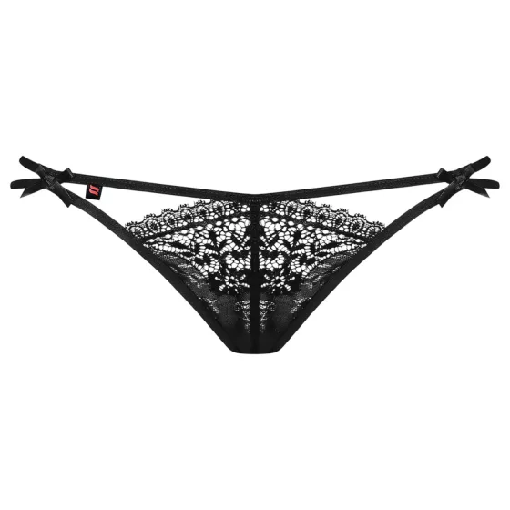 Obsessive - tanga s dvojitými pásky - krajka - černá - L/XL