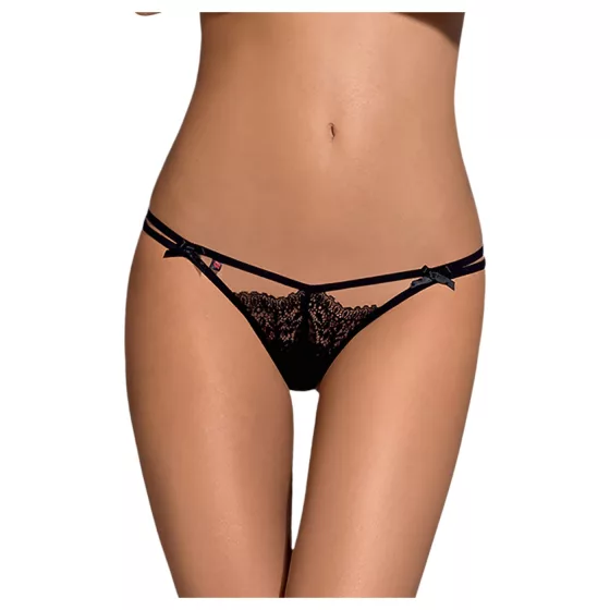 Obsessive - tanga s dvojitými pásky - krajka - černá - L/XL
