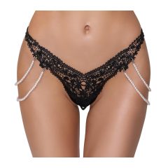   Cottelli - luxusní výšivkové perličkové tanga (černé)