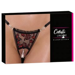 Cottelli - luxus dámské tanga - růže a perly - černá