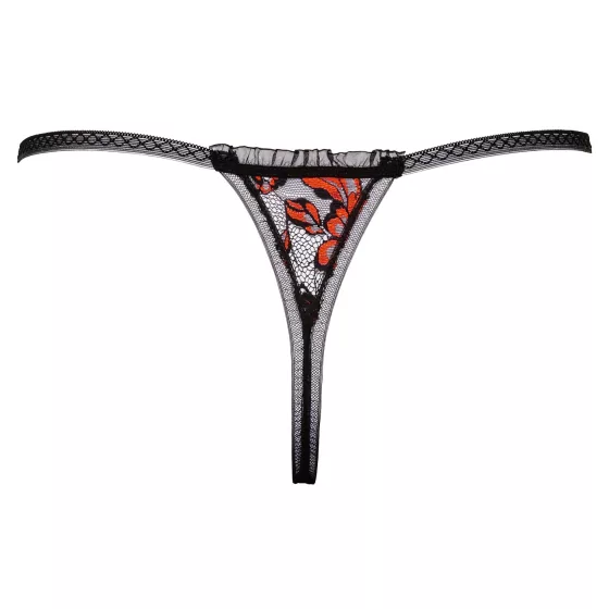Cottelli - luxus dámské tanga - růže a perly - černá - M/L